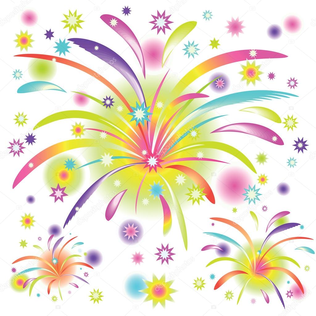 Astratti e colorati fuochi d artificio — Vettoriali Stock