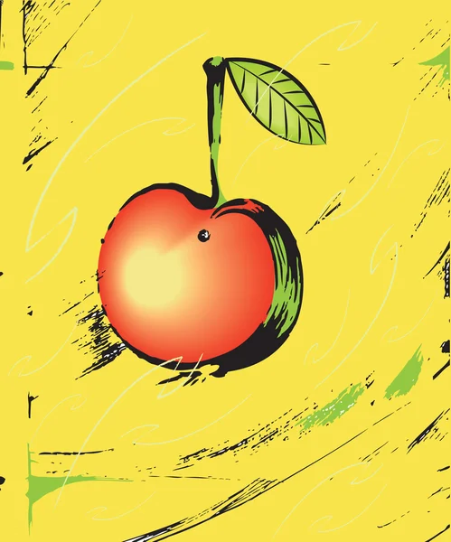 Image abstraite avec pomme rouge vif stylisée — Image vectorielle