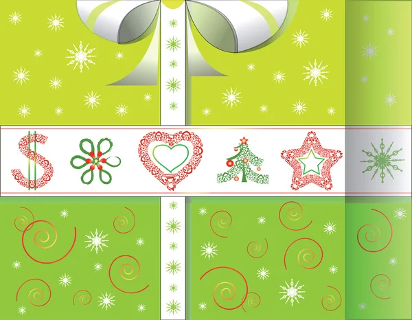 Saludo tarjeta de Navidad en forma de regalo — Archivo Imágenes Vectoriales