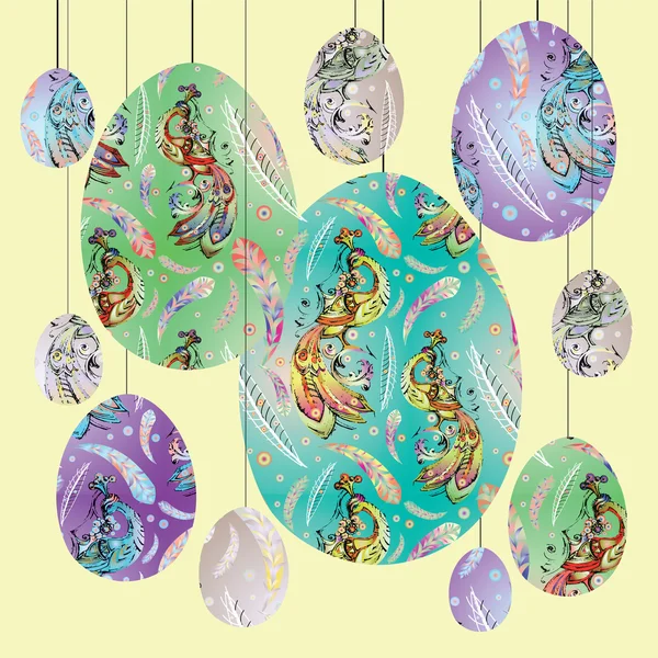 stilize ateş kuşu ile dekoratif Paskalya yumurtaları