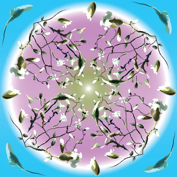 Abstraktní kompozice magnolia poboček — Stockový vektor