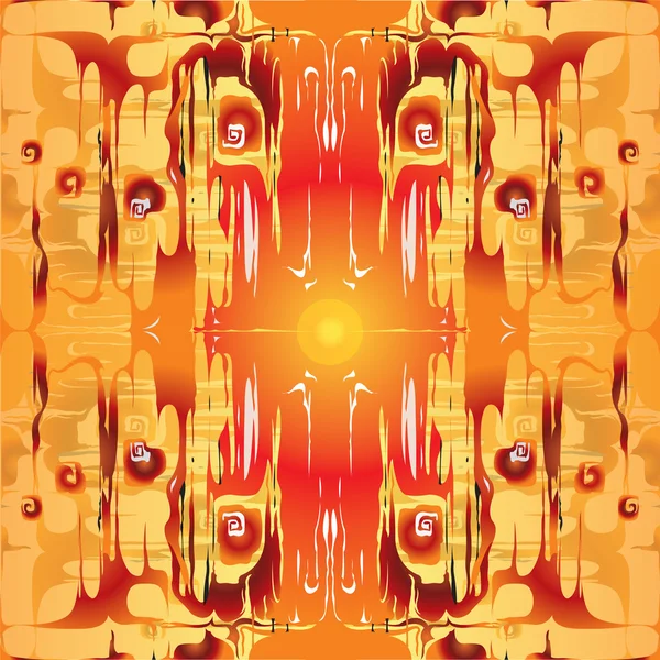 Padrão simétrico abstrato sobre fundo laranja — Vetor de Stock