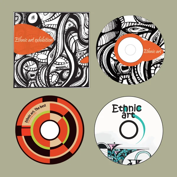 CD de música arte étnico y portada — Vector de stock
