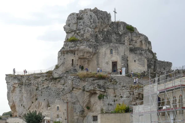Εκκλησία Santa Maria Idris Rupestrian Στη Matera Ένα Βράχο Πάνω — Φωτογραφία Αρχείου