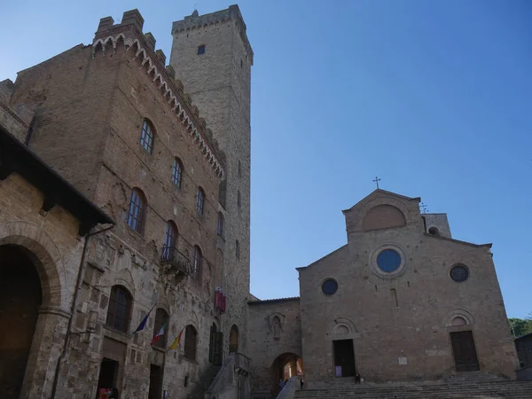 Kathedraal Plein San Gimignano Herbergt Kathedraal Torre Rognosa Oudste Toren — Stockfoto