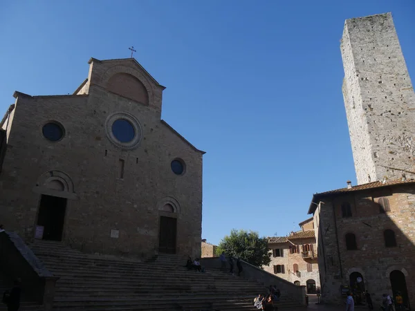 Place Cathédrale San Gimignano Abrite Cathédrale Torre Rognosa Ancienne Tour — Photo