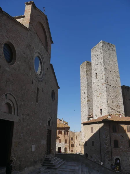 Place Cathédrale San Gimignano Abrite Cathédrale Torre Rognosa Ancienne Tour — Photo