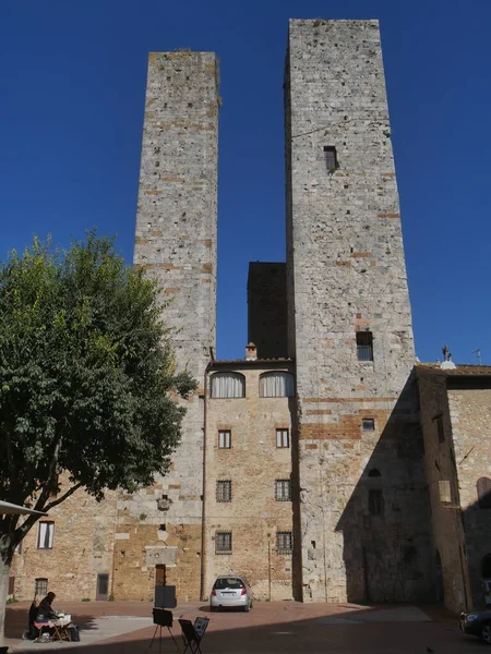 Erbs Plein San Gimignano Met Achtergrond Torre Rognosa Oudste Toren — Stockfoto