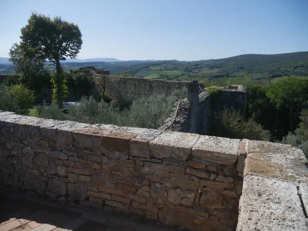 Panorama Desde Las Pasarelas Del Castillo San Gimignano Patio Interior — Foto de Stock