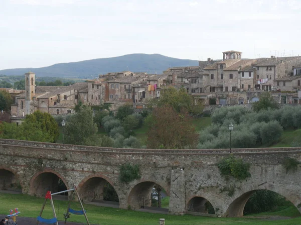 Panorama Colle Val Elsa Desde Puente Arqueado Del Siglo Xiv — Foto de Stock