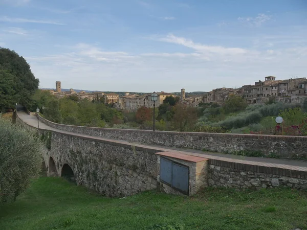 Panorama Colle Val Elsa Fourteenth Century Arched Bridge Medieval Part — Stock Photo, Image