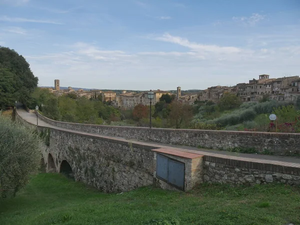 Panorama Van Colle Val Elsa Vanaf Veertiende Eeuwse Boogbrug Het — Stockfoto