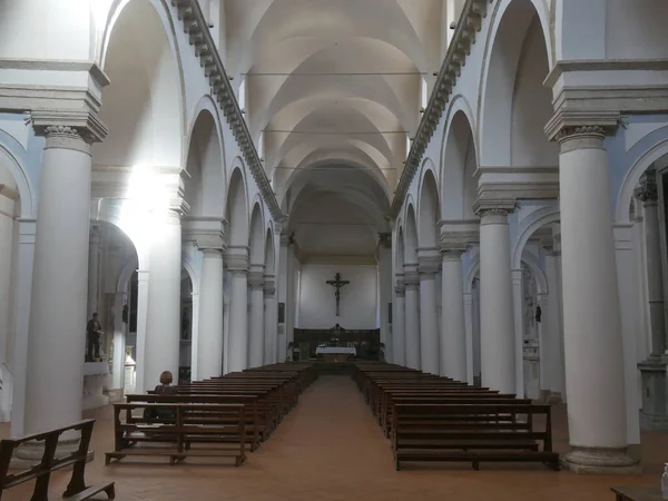 Interior Igreja Santo Agostinho Colle Val Elsa Com Corredor Sóbrio — Fotografia de Stock