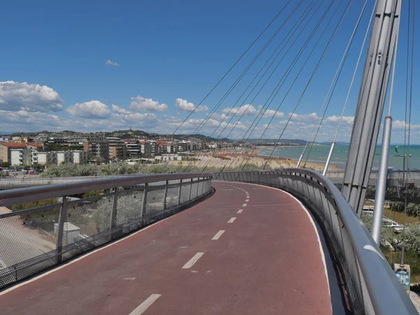 Panorama Cidade Pescara Seu Calçadão Sua Praia Partir Ponte Marítima — Fotografia de Stock