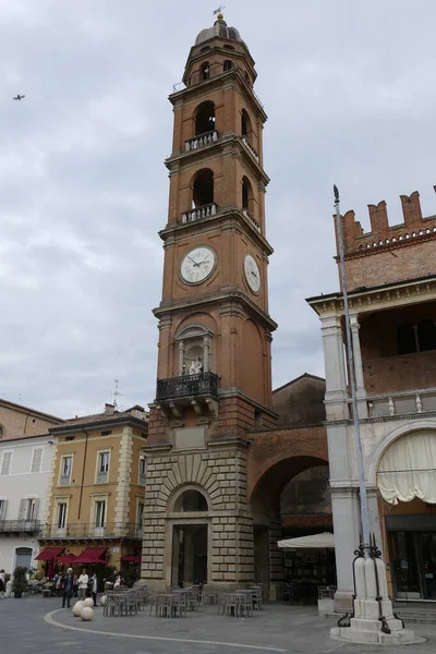 Óratorony Faenza Található Téren Kereszteződés Ókori Római Utak — Stock Fotó