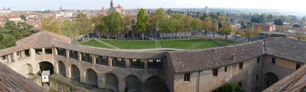 Panorama Ciudad Del Campo Desde Alto Torre Del Castillo Sforza — Foto de Stock