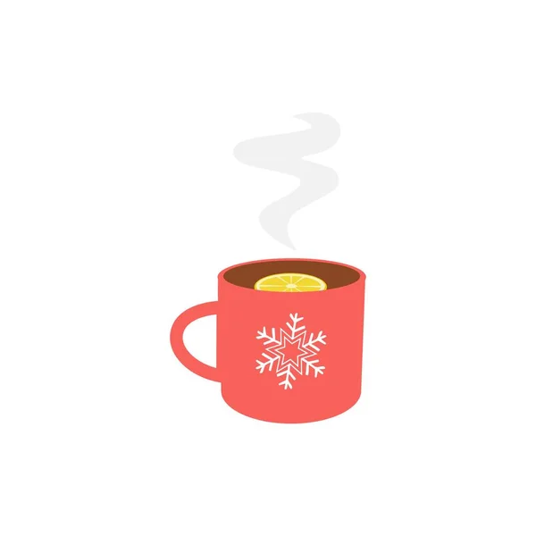 レモンと熱いお茶 冬休み要素 ベクターイラスト — ストックベクタ