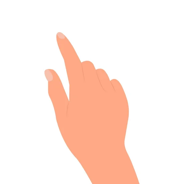 手を指差して 指で画面に触れるか何かを示しています 白を基調としたベクトルイラスト — ストックベクタ