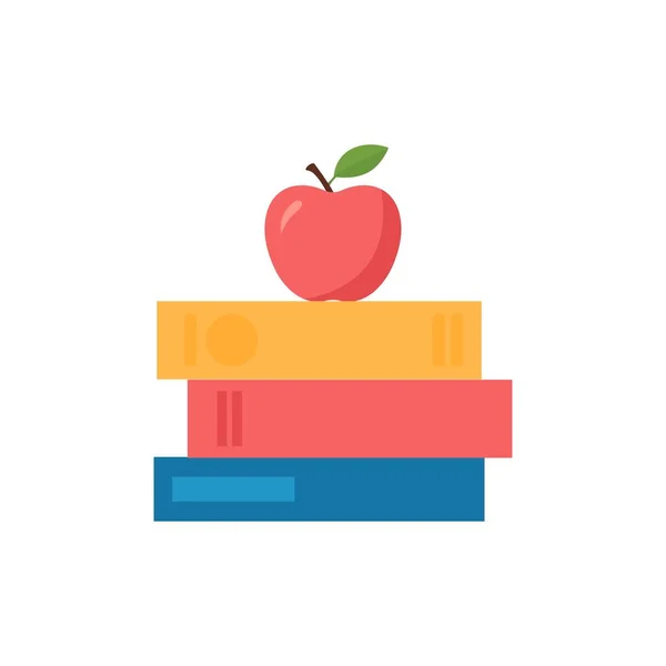 Stack Books Apple Snack Isolated Vector Illustration — Vetor de Stock