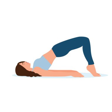 Yoga egzersizi yapan bir kadın. Sağlıklı yaşam tarzı. Meditasyon. Vektör illüstrasyonu.