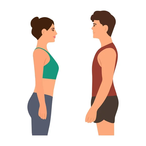 Homme Femme Sportifs Tenue Sport Fitness Mode Vie Sain Illustration — Image vectorielle