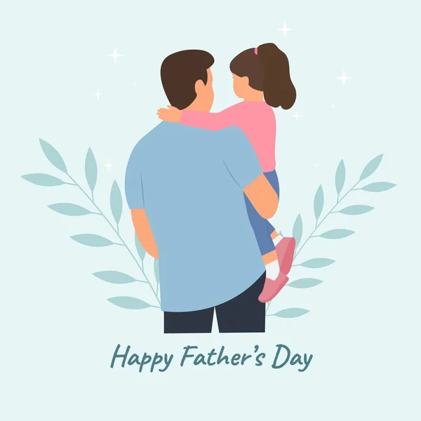 父は息子を腕に抱えていた Happy Father Day Backside View Isolated Vector Illustration — ストックベクタ