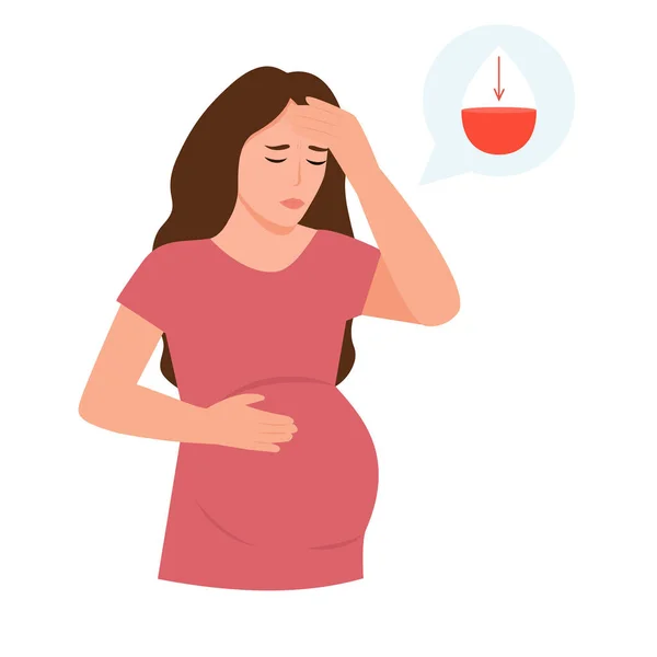 Pregnant Woman Feels Tired Vertigo Weak Because Lack Iron Blood — Stock Vector