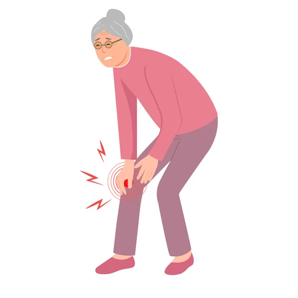 Starší Osoba Bolestí Kolena Nebo Zraněním Zranění Nohy Osteoartritida Kolena — Stockový vektor
