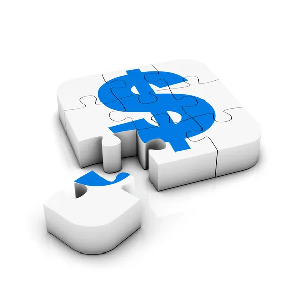 Dollar in a puzzle — Stock Photo, Image