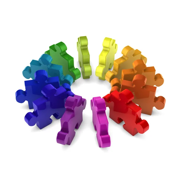 Puzzle im Kreis zeigt Teamwork — Stockfoto