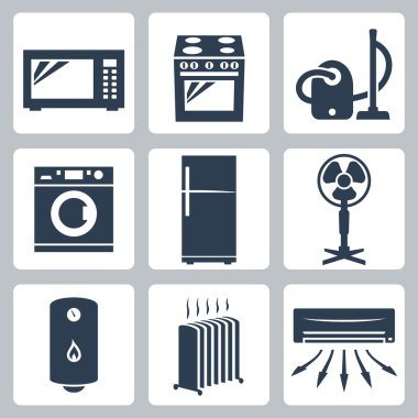 Vector major appliances icons set clipart