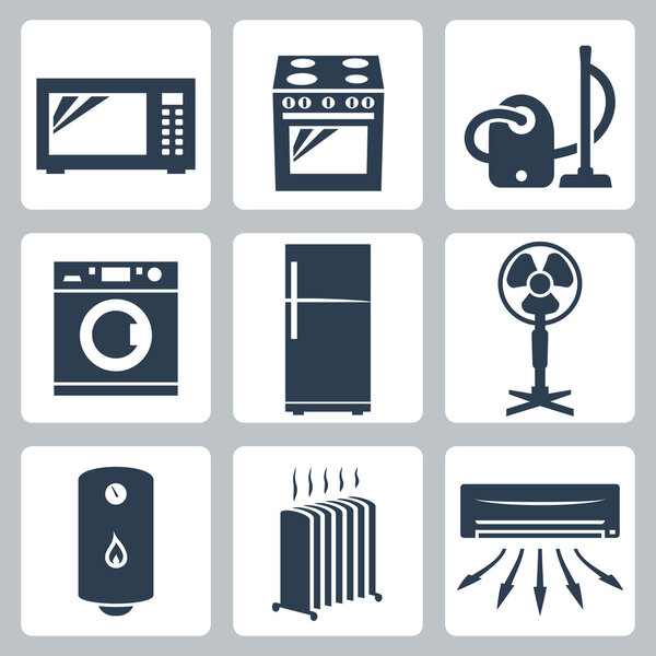 Vector major appliances icons set