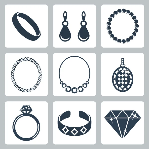 Conjunto de iconos Vector aislado joyas — Vector de stock