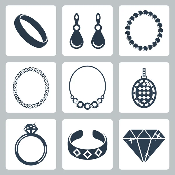 Vektorové ikony izolované šperky set Royalty Free Stock Vektory
