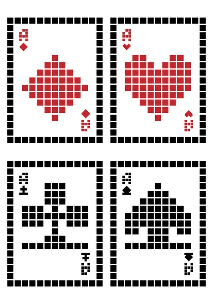 Pixel playing cards — Stock Vector