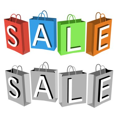 renkli ve gri Kağıt poşetler oluşan vektör satış poster