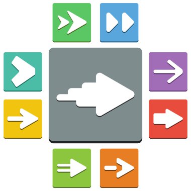 Vector ok simgeleri - 'neredeyse ' düz stil - 9 renkler
