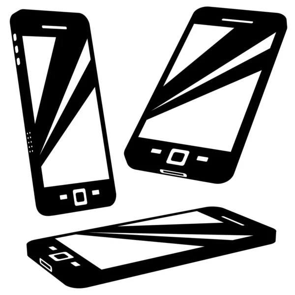 Beyaz zemin üzerine Smartphone siluetleri vektör — Stok Vektör