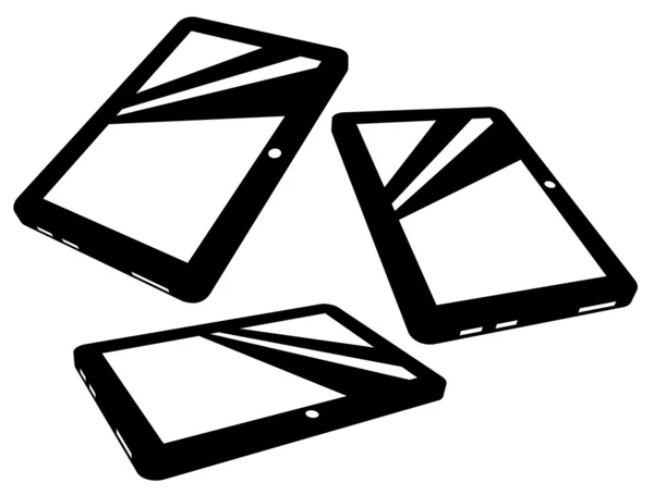 Beyaz zemin üzerine tablet siluetleri vektör — Stok Vektör