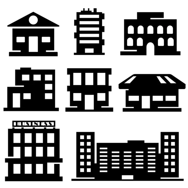 Векторный набор различных зданий — стоковый вектор