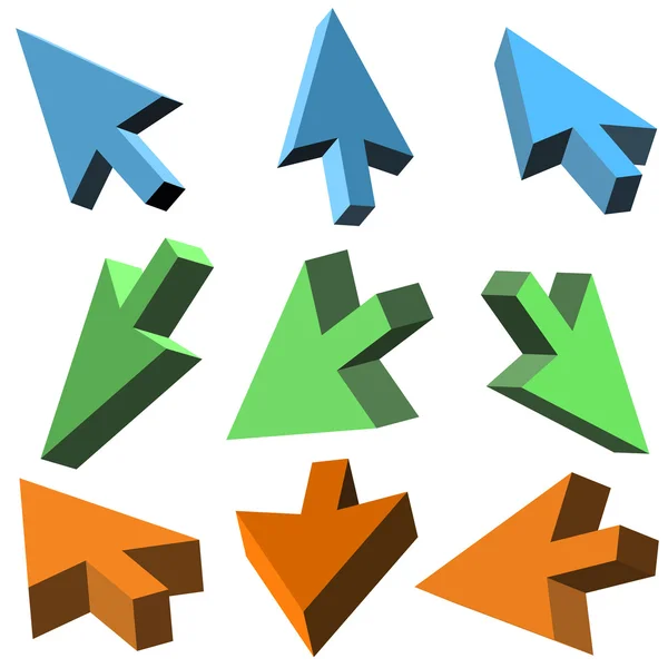 Vector 3d cursors op witte achtergrond — Stockvector