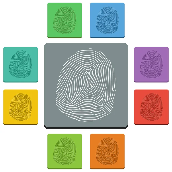 Vectorfingerprint icons - 'almost flat' style - 9 colors — Stock Vector