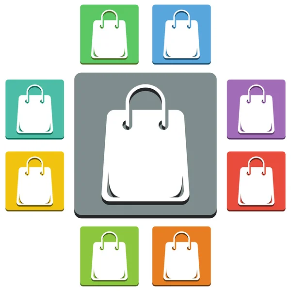 Ícones de saco de compras vetoriais - estilo 'quase plano' - 9 cores — Vetor de Stock