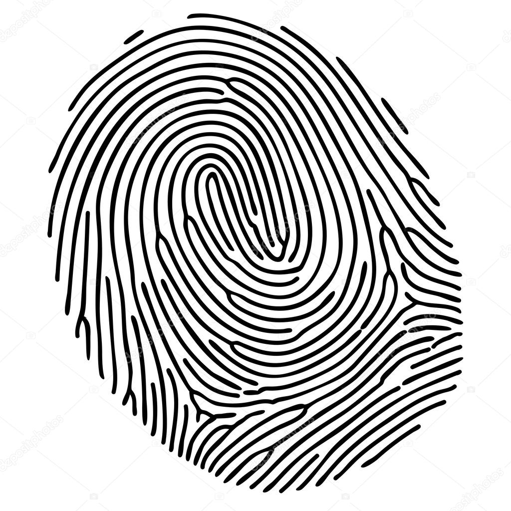 Vector black fingerprint on white background
