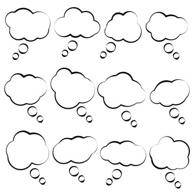 basit Vektör kabarcık konuşma bulutlar beyaz zemin üzerine
