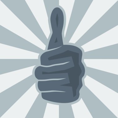 vektör thumbs-up poster mavi tonlarında