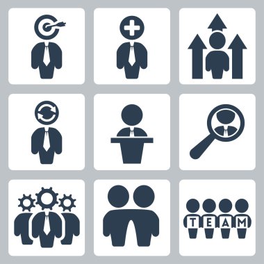Vector business and partnership icons set clipart