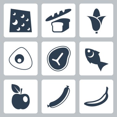 Vector isolated food icons set clipart