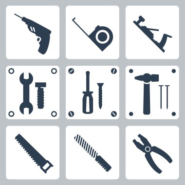 Vector isolated tools icons set clipart