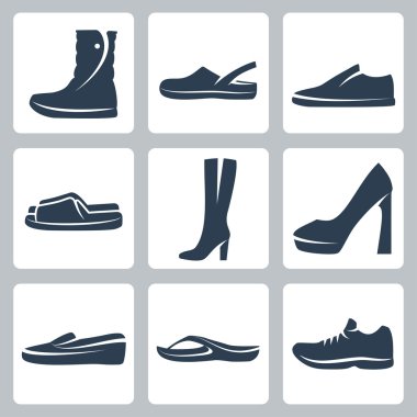 Vector isolated shoes icons set clipart